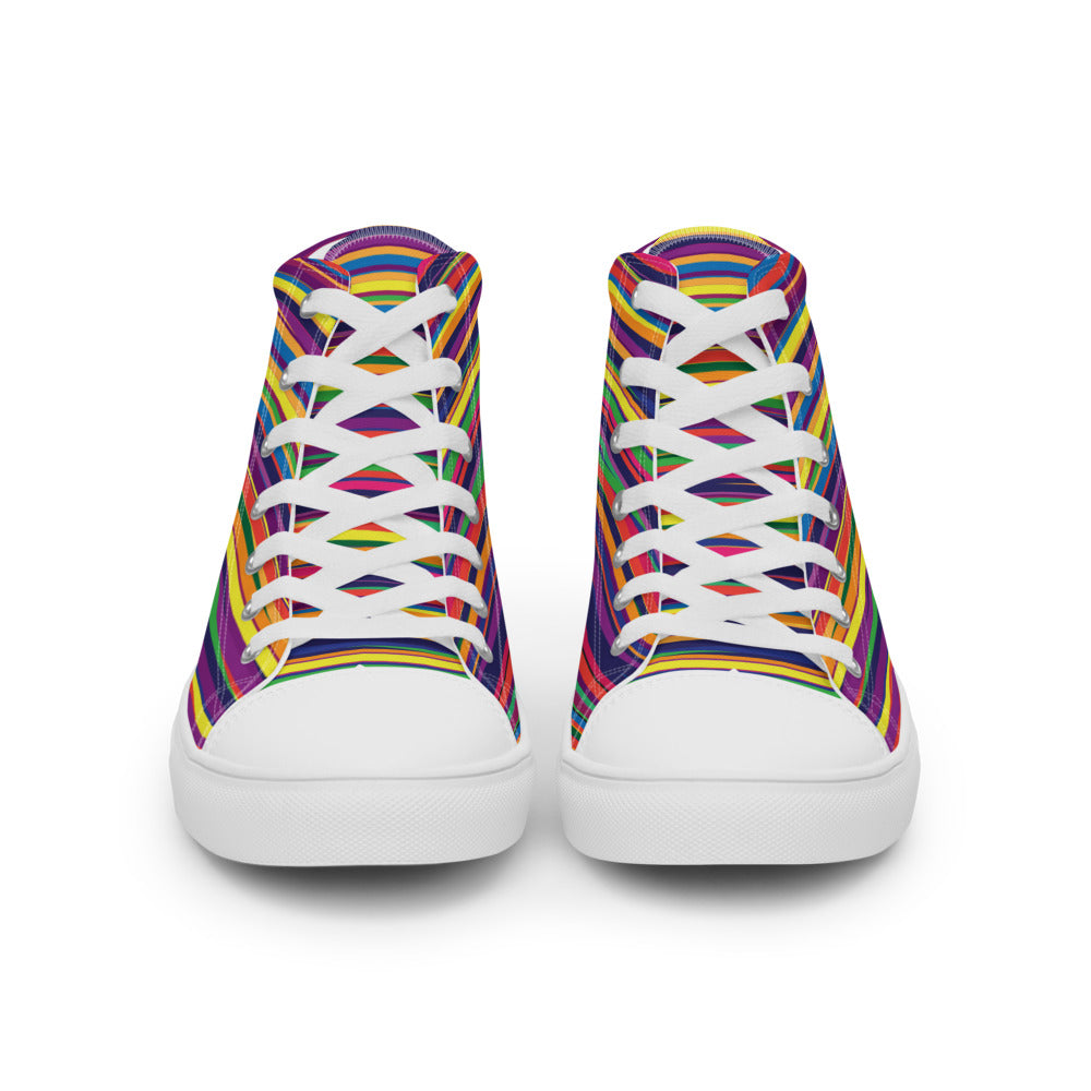Rainbow Stripe Flow Women’s High-Top Canvas Sneakers