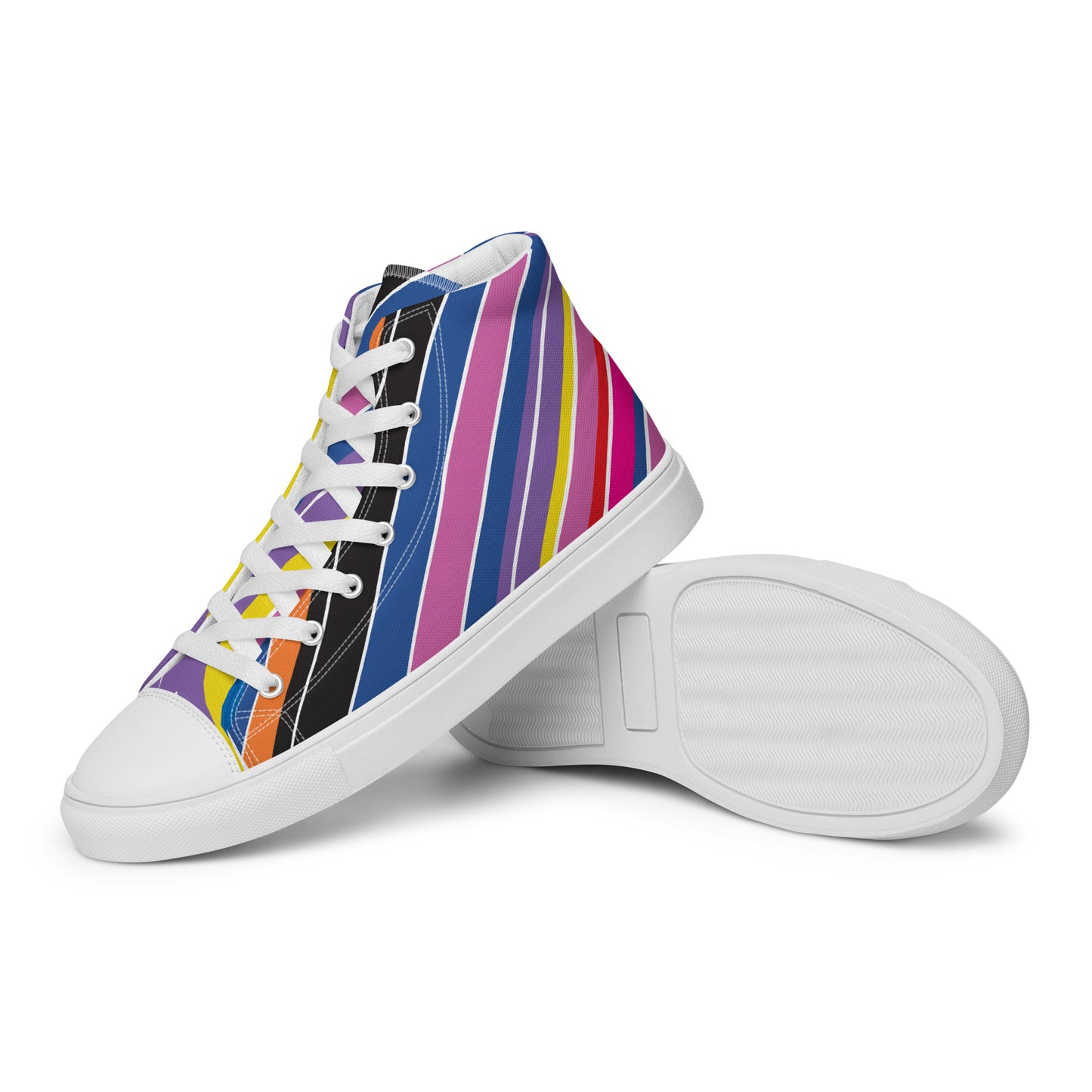 women's canvas high-top sneakers purple blue pink curved design