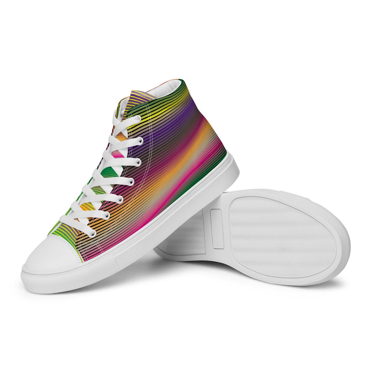 women's high-top canvas sneakers thin line spectrum white sole