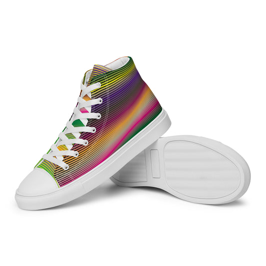 women's high-top canvas sneakers thin line spectrum white sole