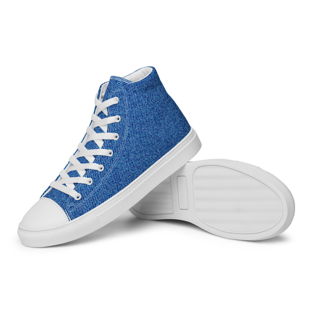 Blue Denim Texture Women’s High-Top Sneakers
