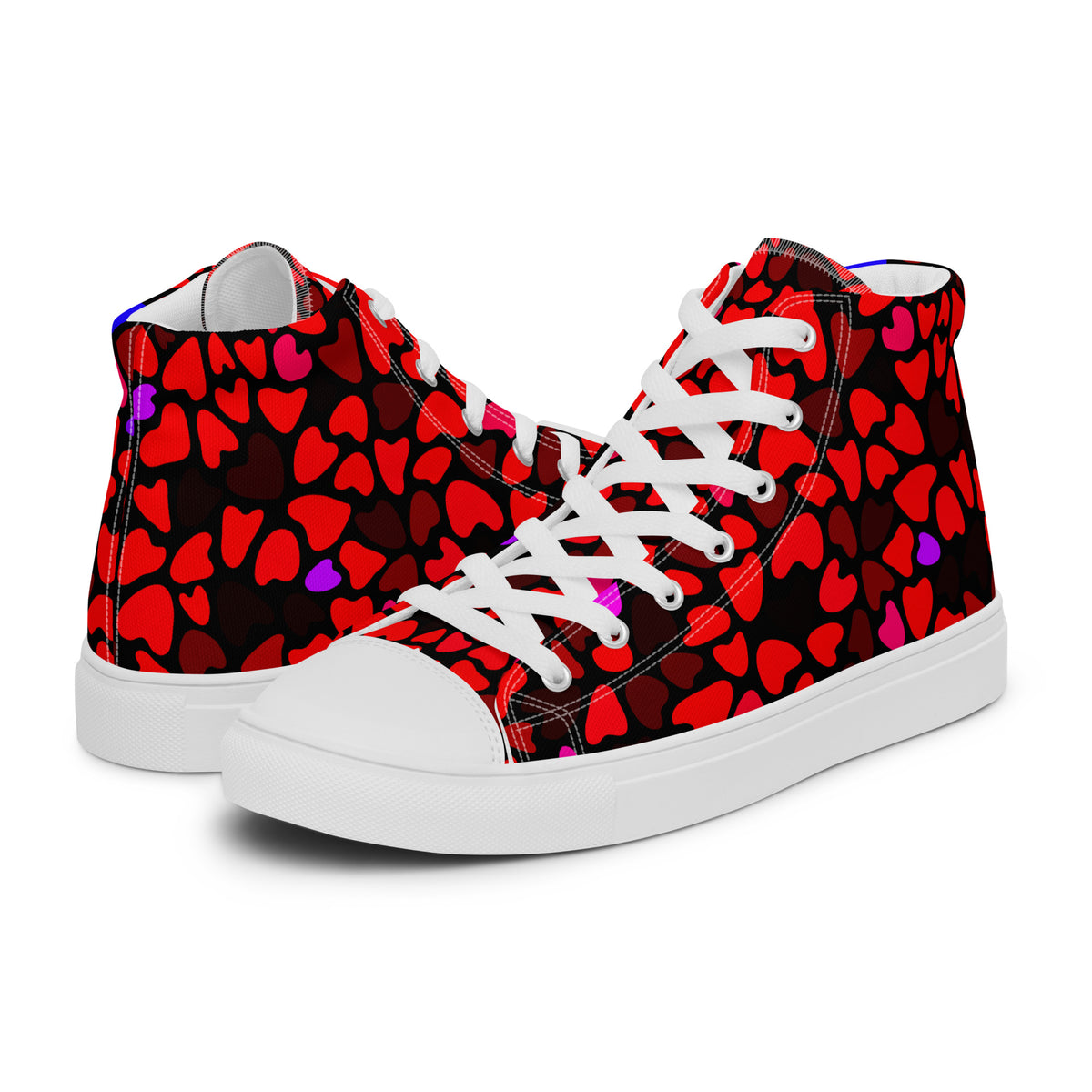 Vivid Heart women's high-top sneakers with white laces white toe caps and white soles