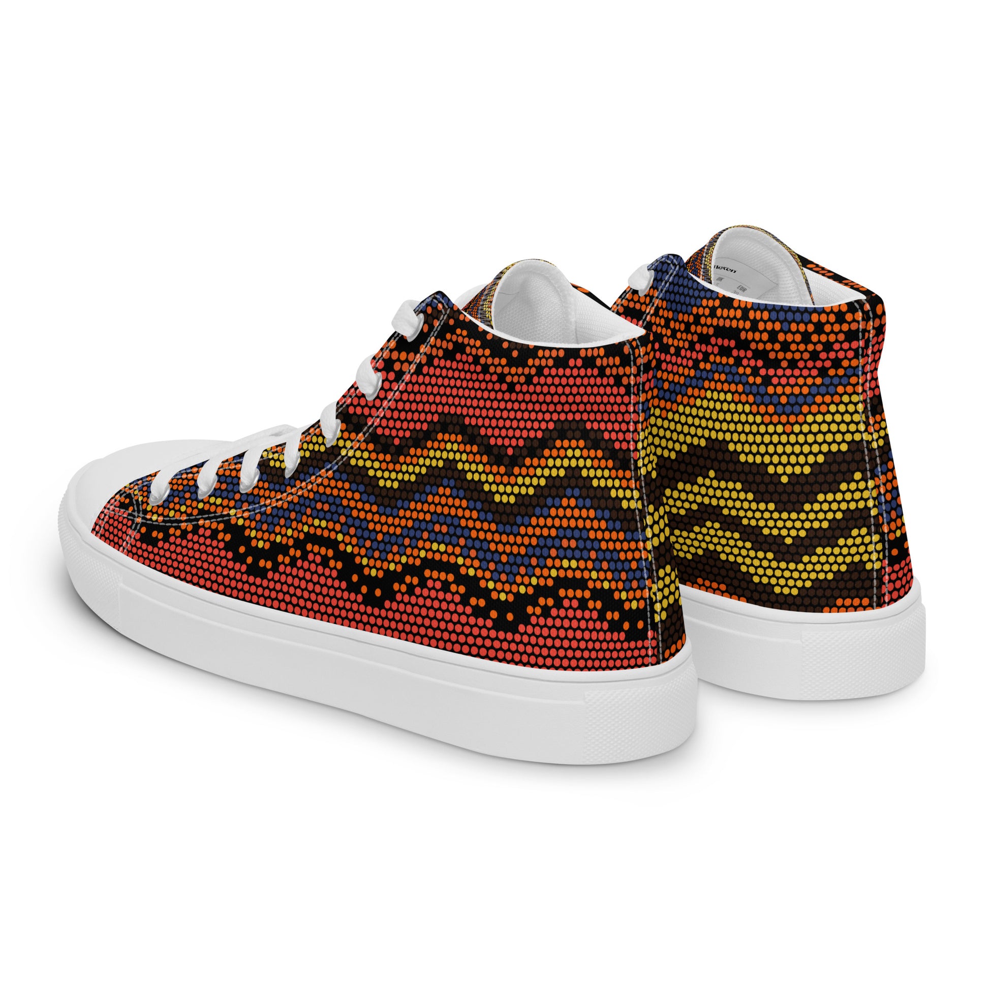 women's high-top shoes red orange yellow blue dot pattern