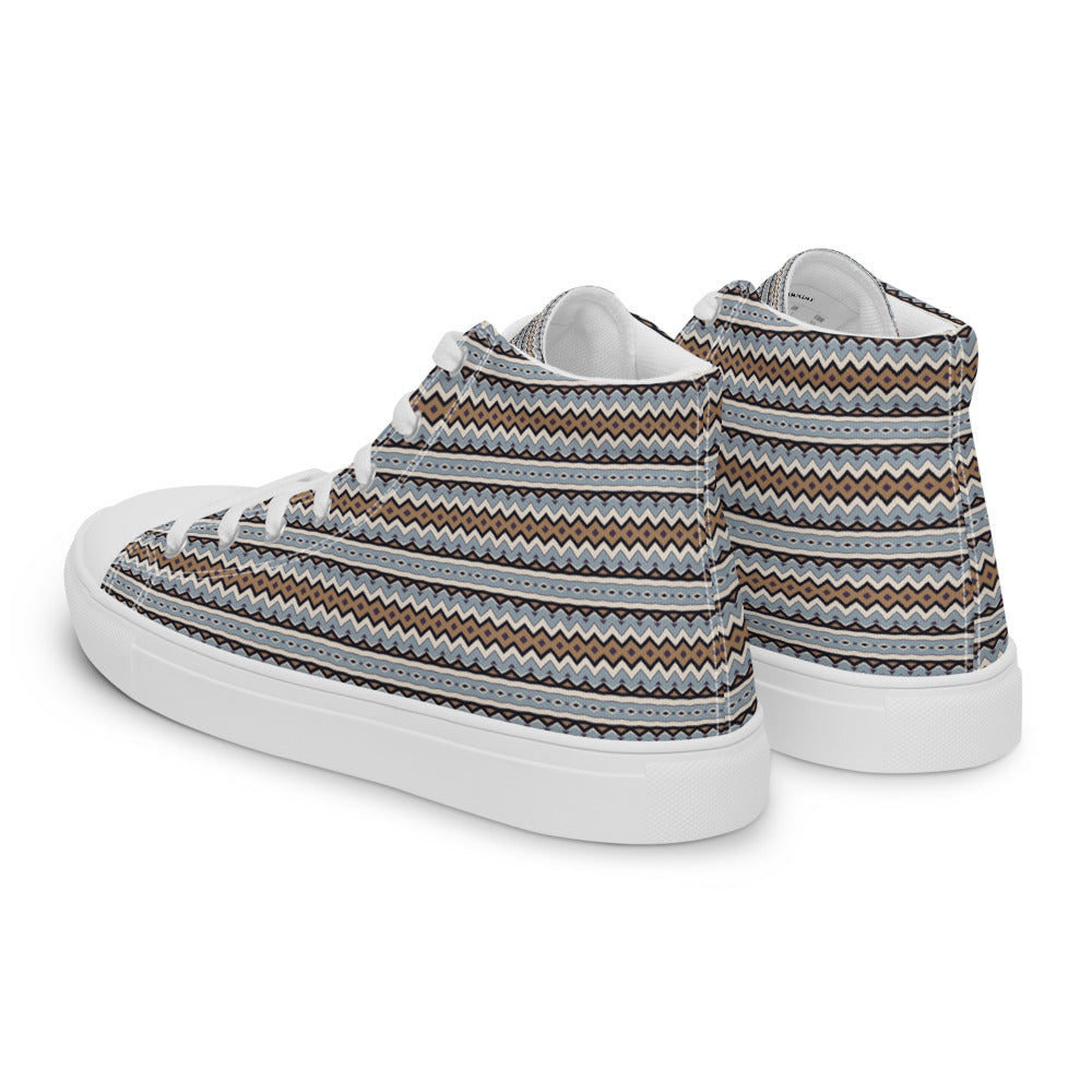 Nordic Zigzag Flow Women’s High-Top Canvas Sneakers