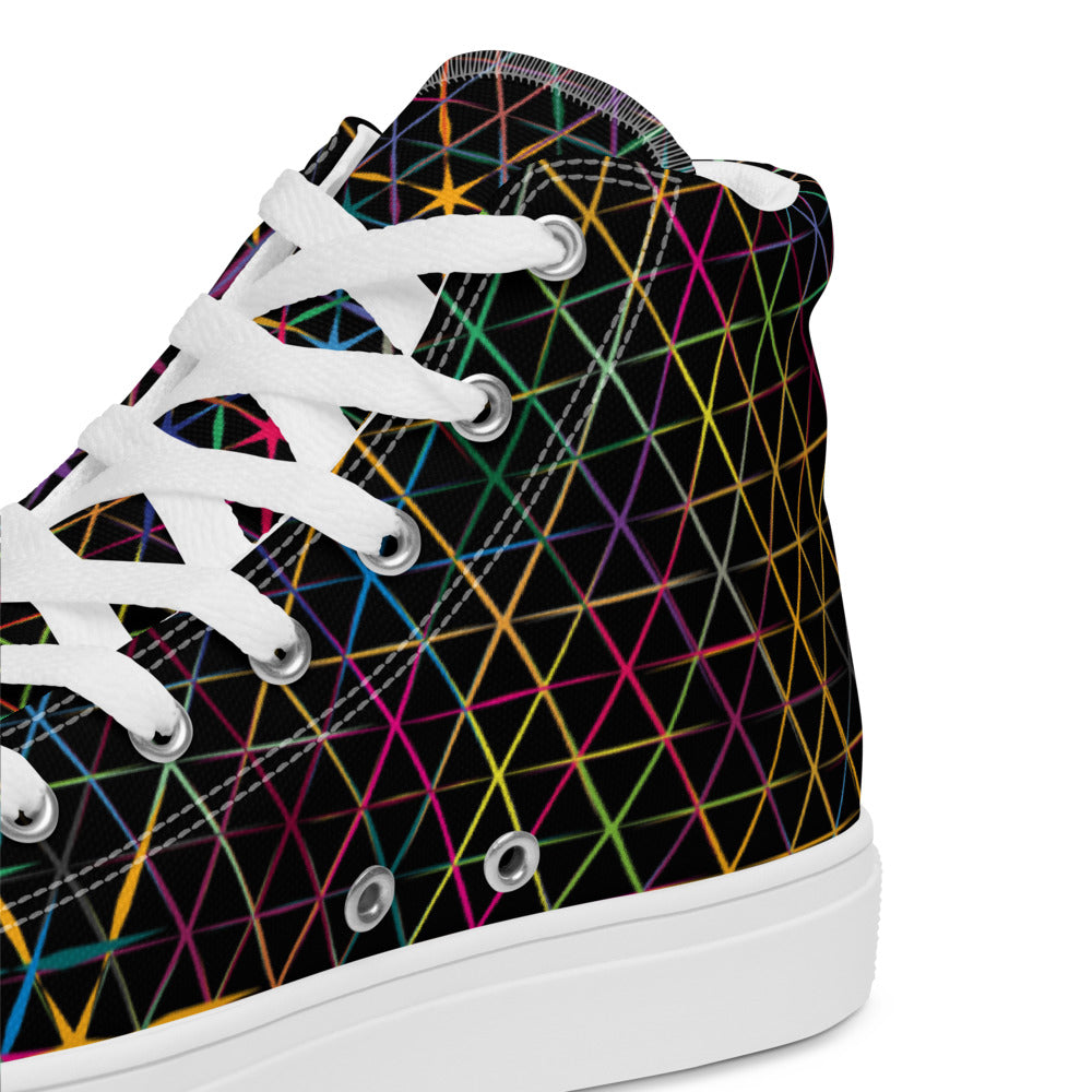 Neon Star Grid Women’s High-Top Sneakers
