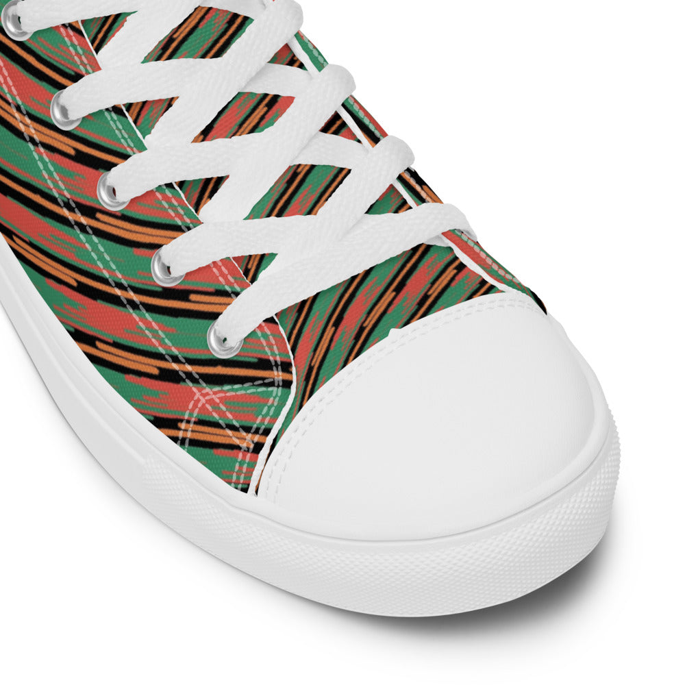 Coral Tide Stripe Women’s High-Top Canvas Sneakers