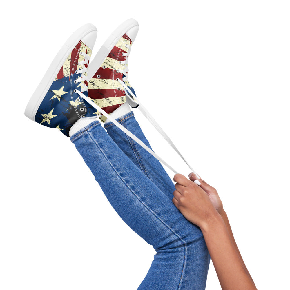 American Pride Grunge High-Top Sneakers for Women