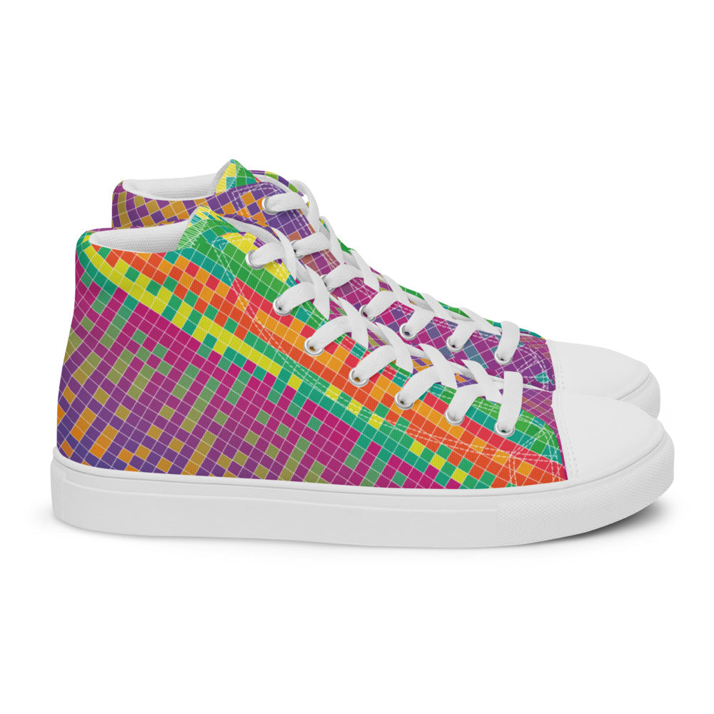 Chromatic Grid Wave Women’s High-Top Sneakers