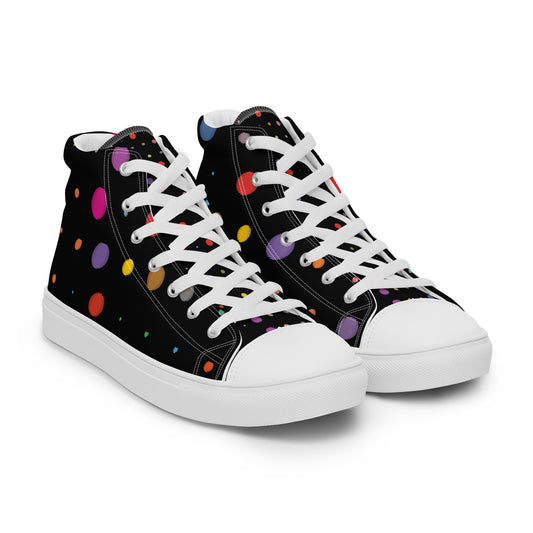 Black Polka Dots Women's High-Top Canvas Sneakers