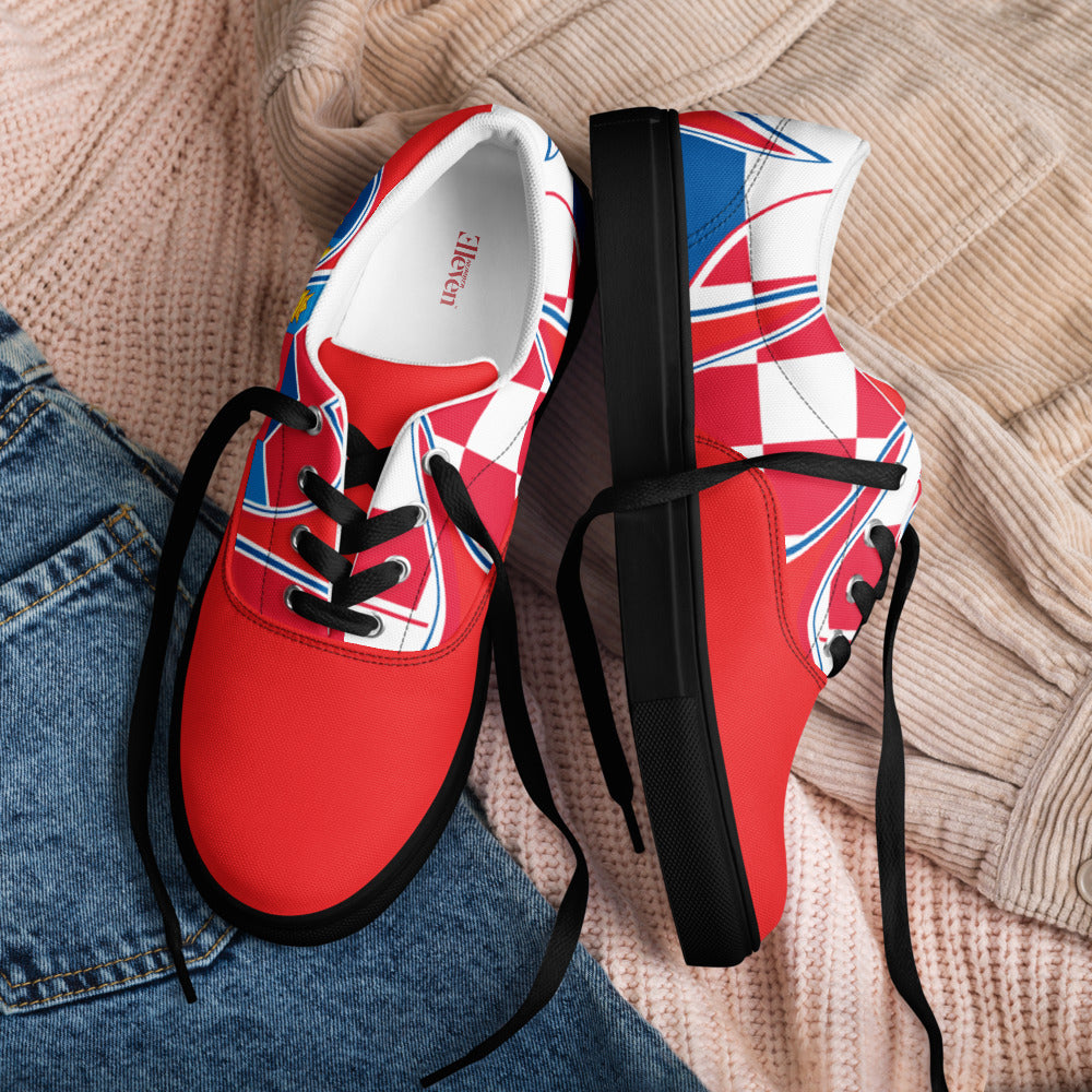 Croatia Pride Lace-Up Canvas Sneakers Fow Women – Red Color