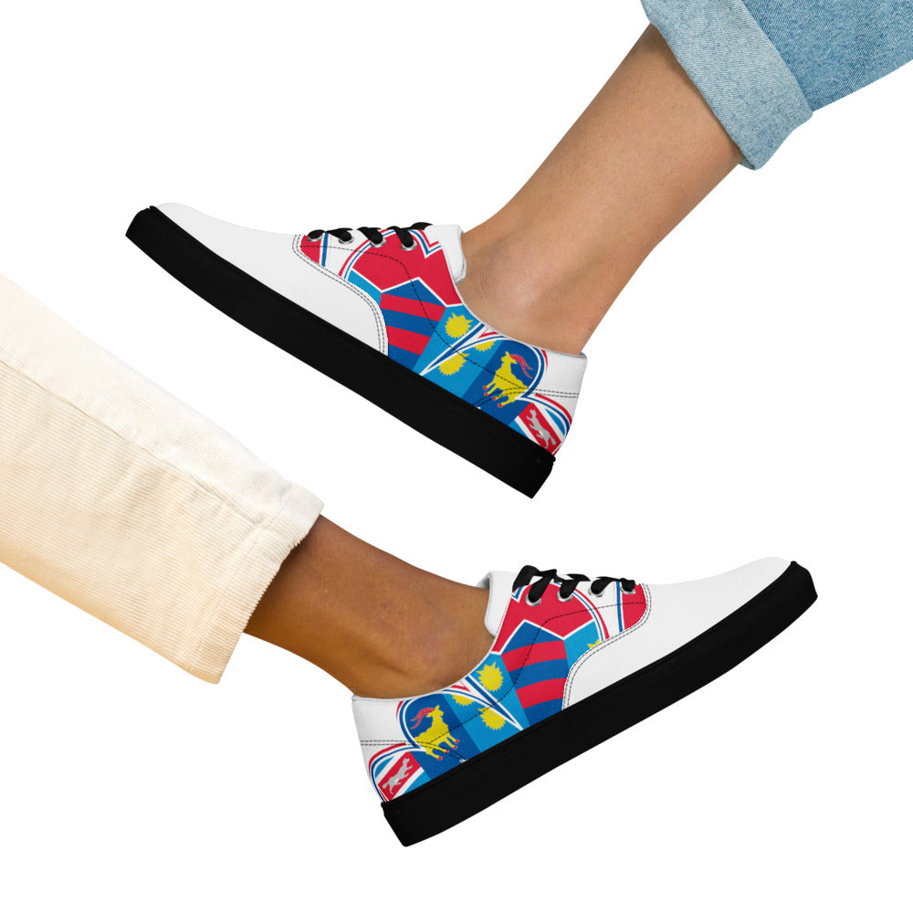 Croatia Patriotic Lace-Up Canvas Sneakers For Women – White Color
