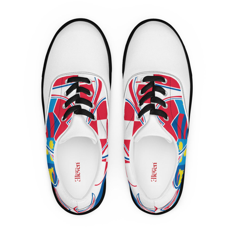 Croatia Patriotic Lace-Up Canvas Sneakers For Women – White Color