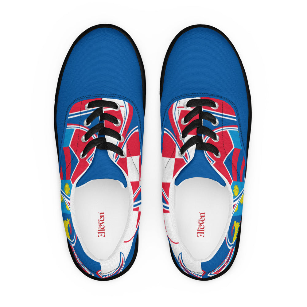 Croatia Pride Women Lace-Up Canvas Sneakers – Blue Color
