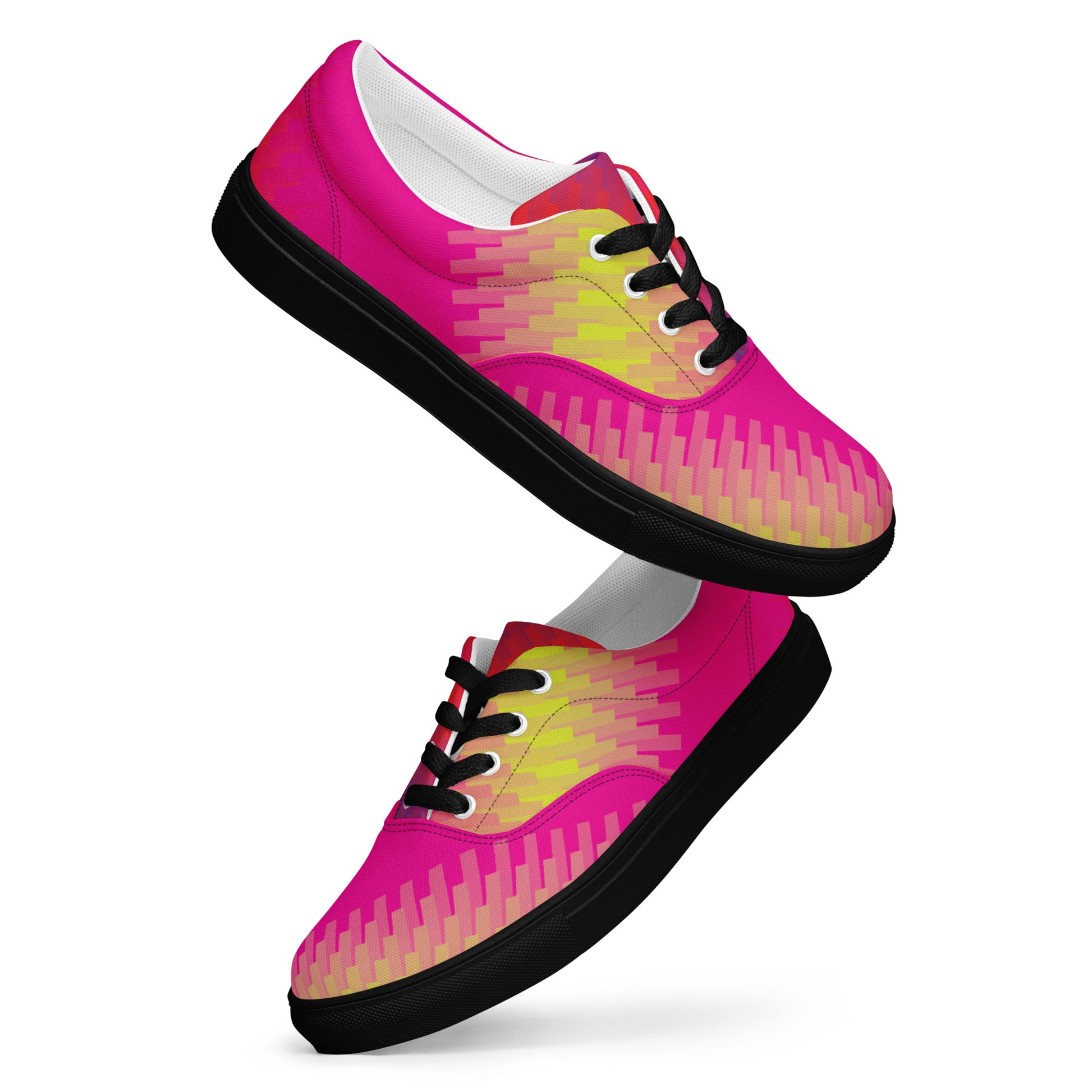women's lace-up canvas shoes magenta gradient black sole