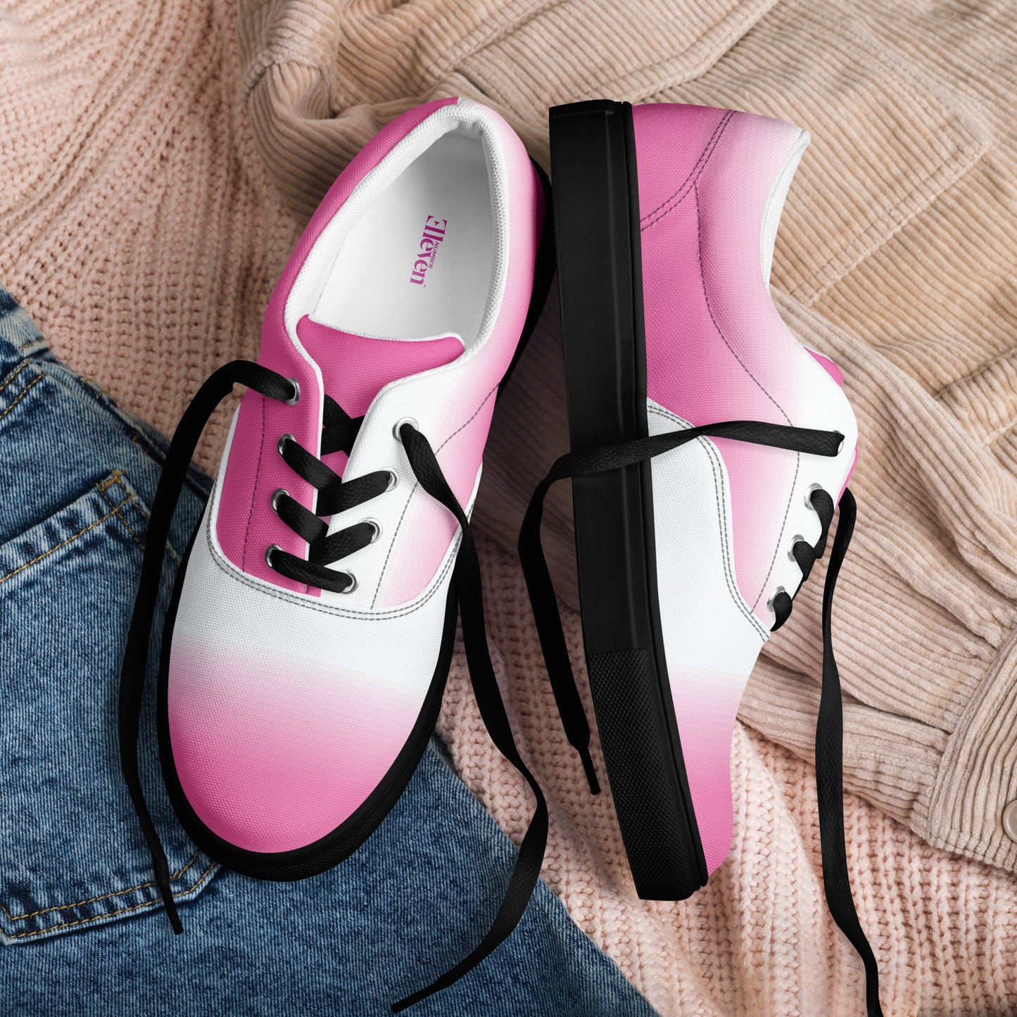pink gradient women's canvas sneakers casual fashion design