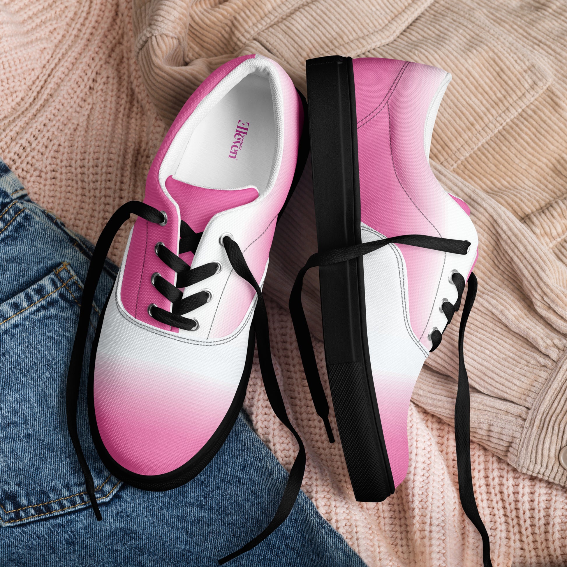 pink gradient women's canvas sneakers casual fashion design