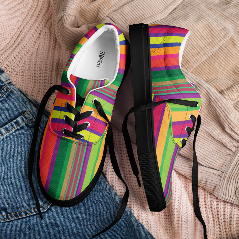 Festival Stripe Women’s Lace-Up Canvas Shoes