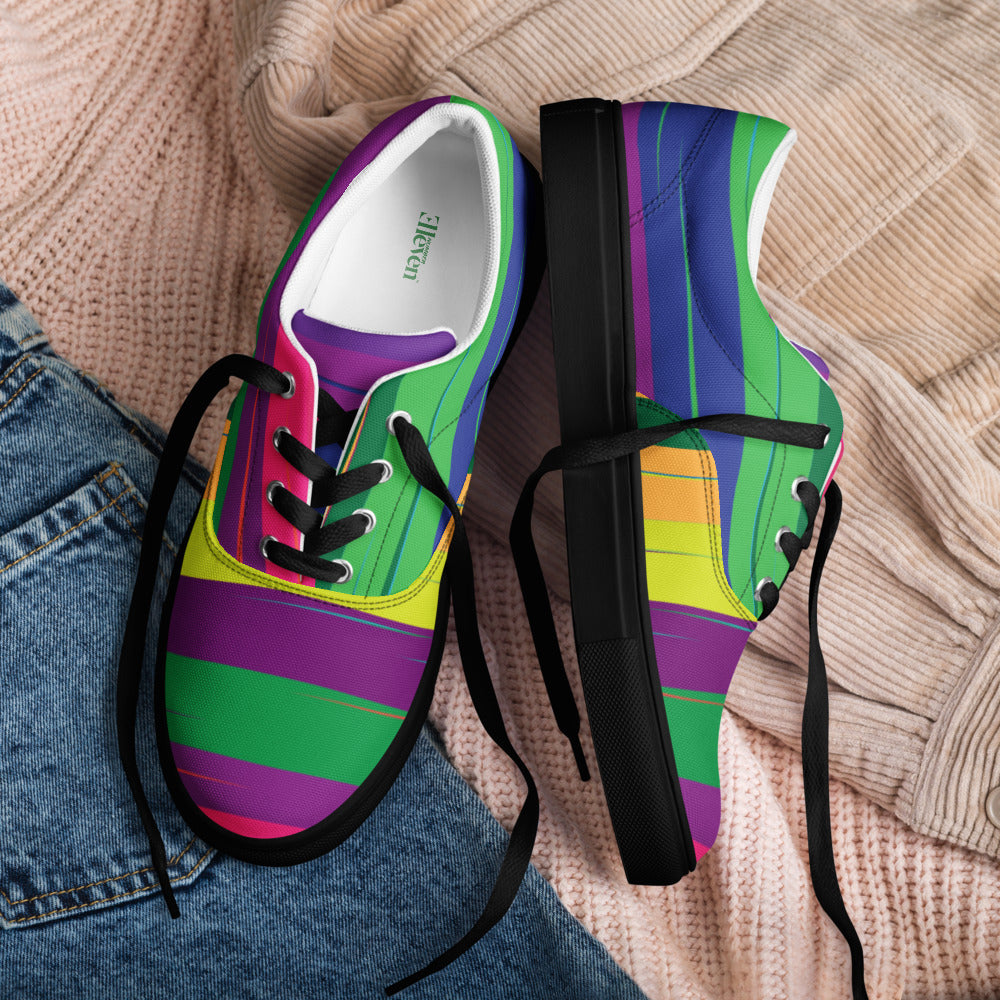 Color Curve Flow Women’s Lace-Up Canvas Shoes
