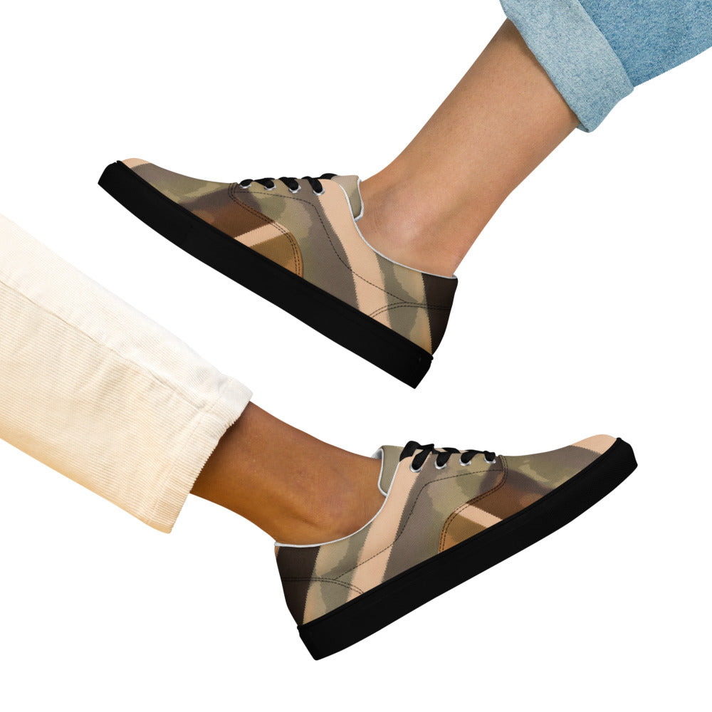 Earth Tone Camo Flow Women’s Lace-Up Canvas Shoes