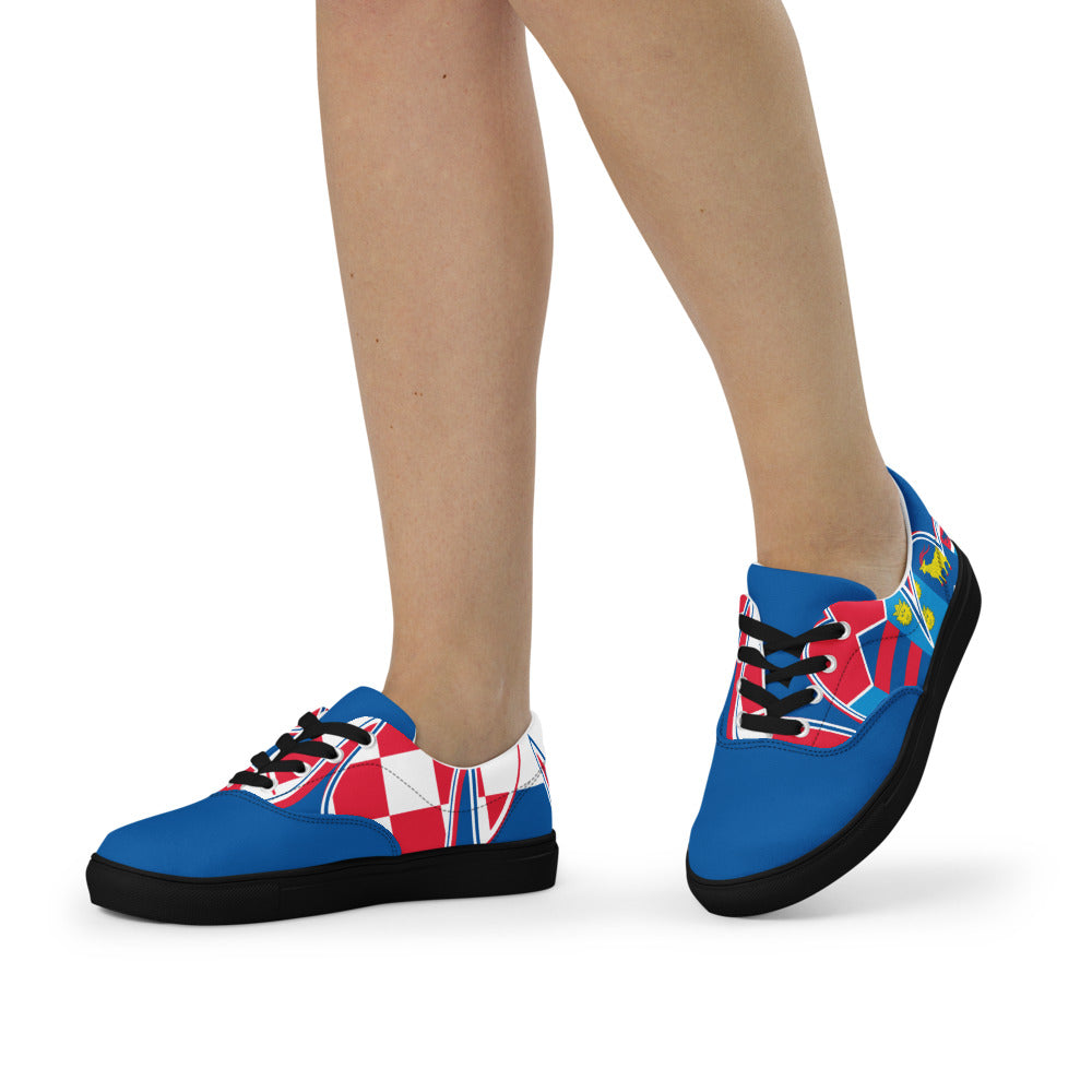 Croatia Pride Women Lace-Up Canvas Sneakers – Blue Color