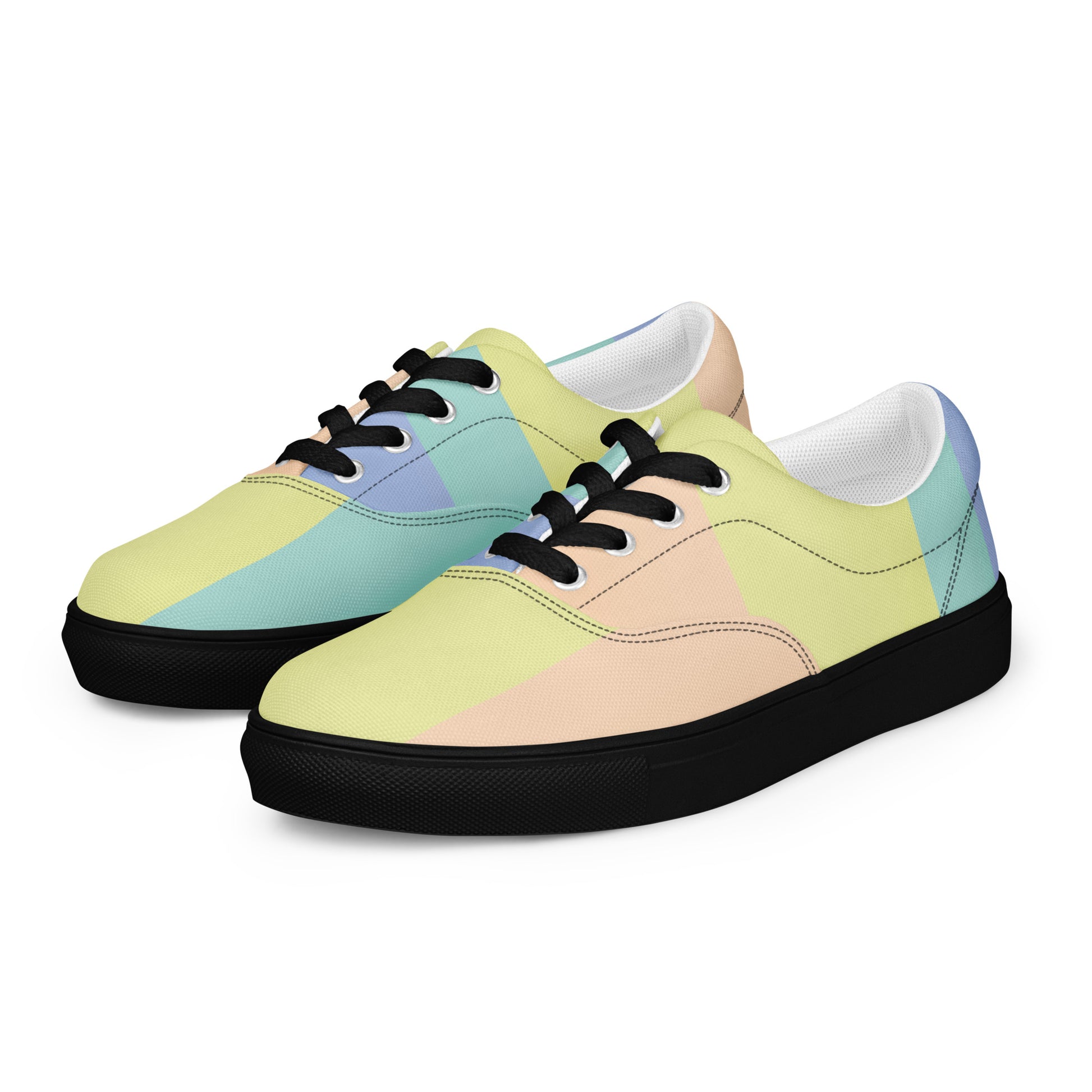pastel plaid fashion sneakers women canvas shoes