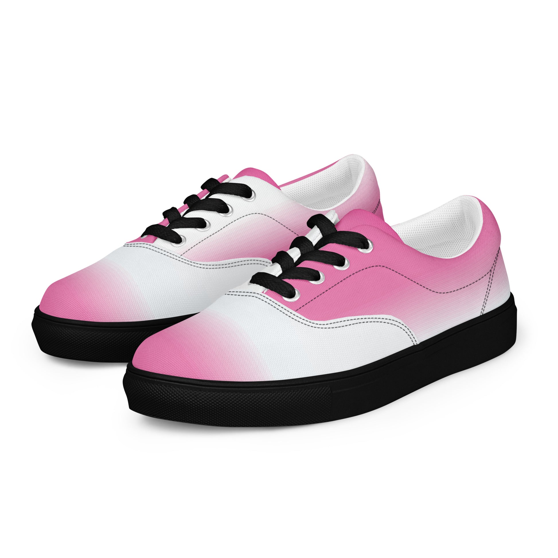 women's lace-up canvas sneakers pink gradient black sole