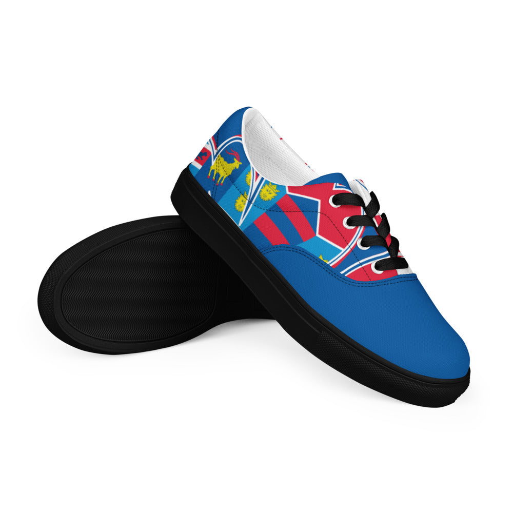 Croatia Pride Women Lace-Up Canvas Sneakers – Blue Color