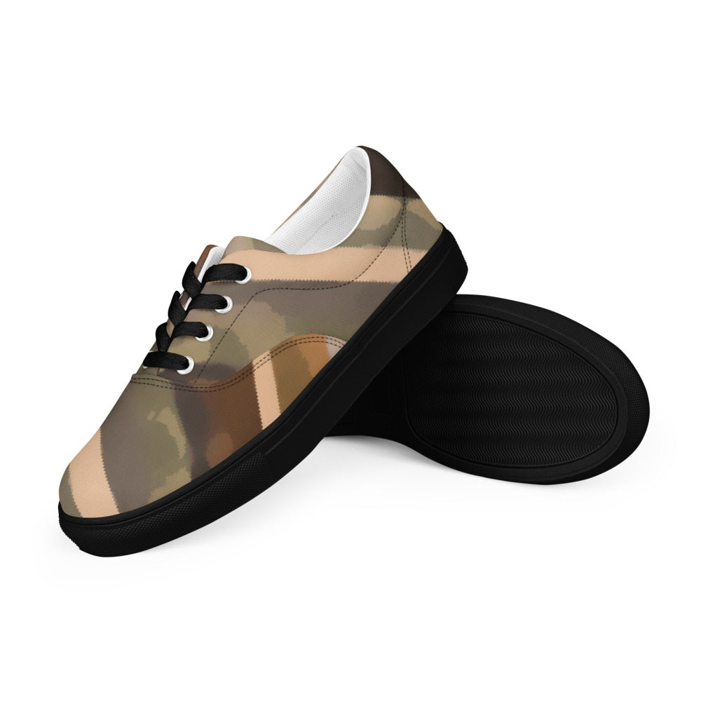 Earth Tone Camo Flow Women’s Lace-Up Canvas Shoes