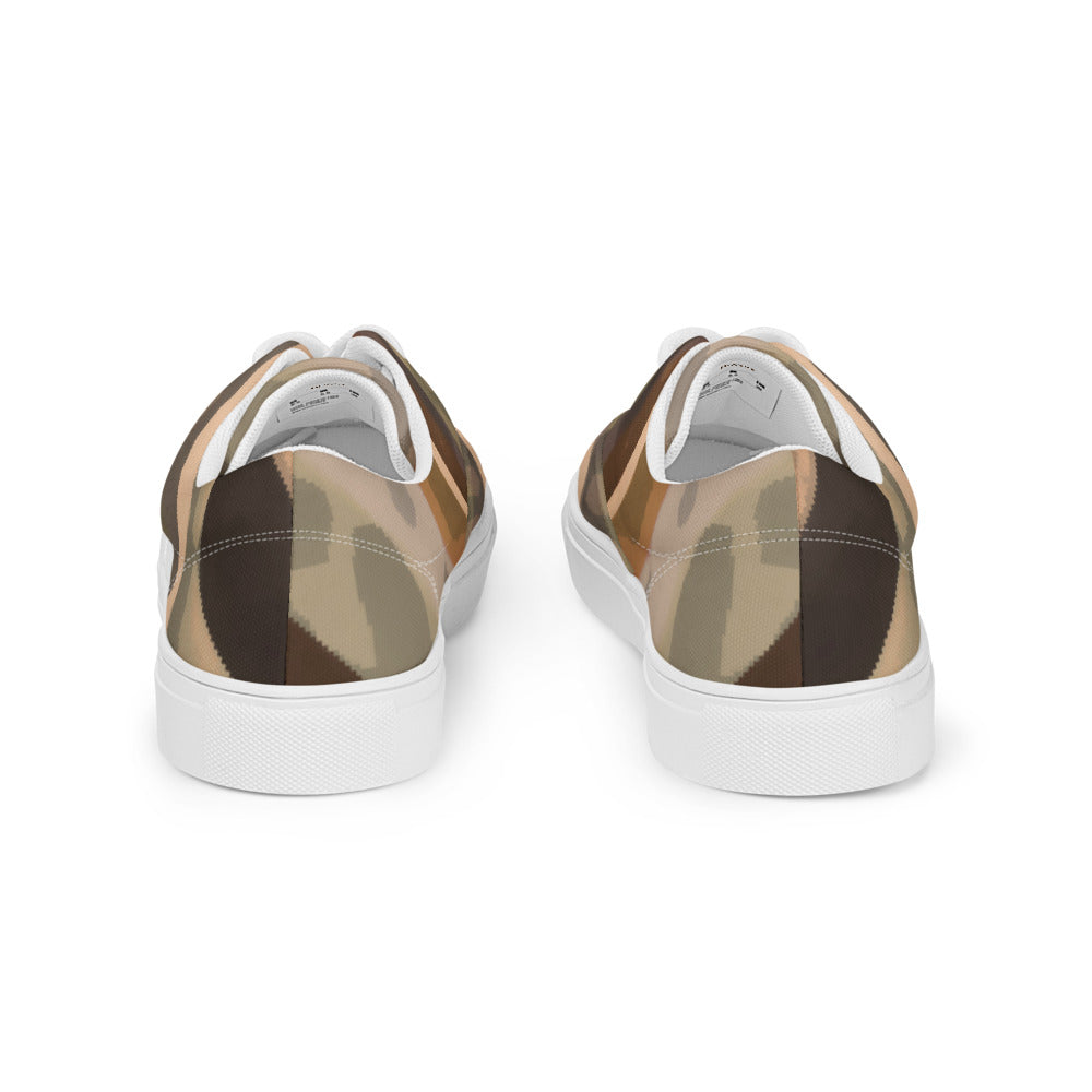 Earth Tone Camo Flow Women’s Lace-Up Canvas Shoes