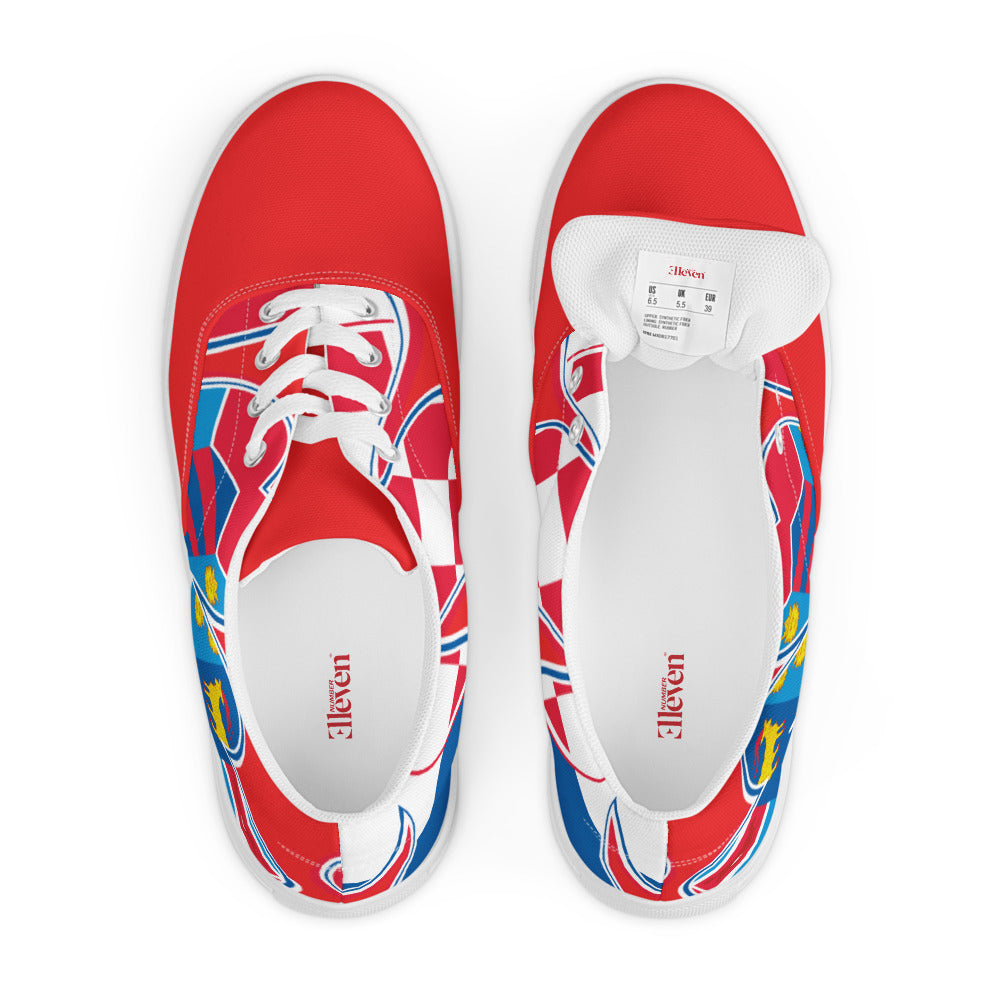 Croatia Pride Lace-Up Canvas Sneakers Fow Women – Red Color