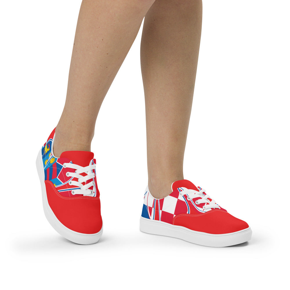 Croatia Pride Lace-Up Canvas Sneakers Fow Women – Red Color