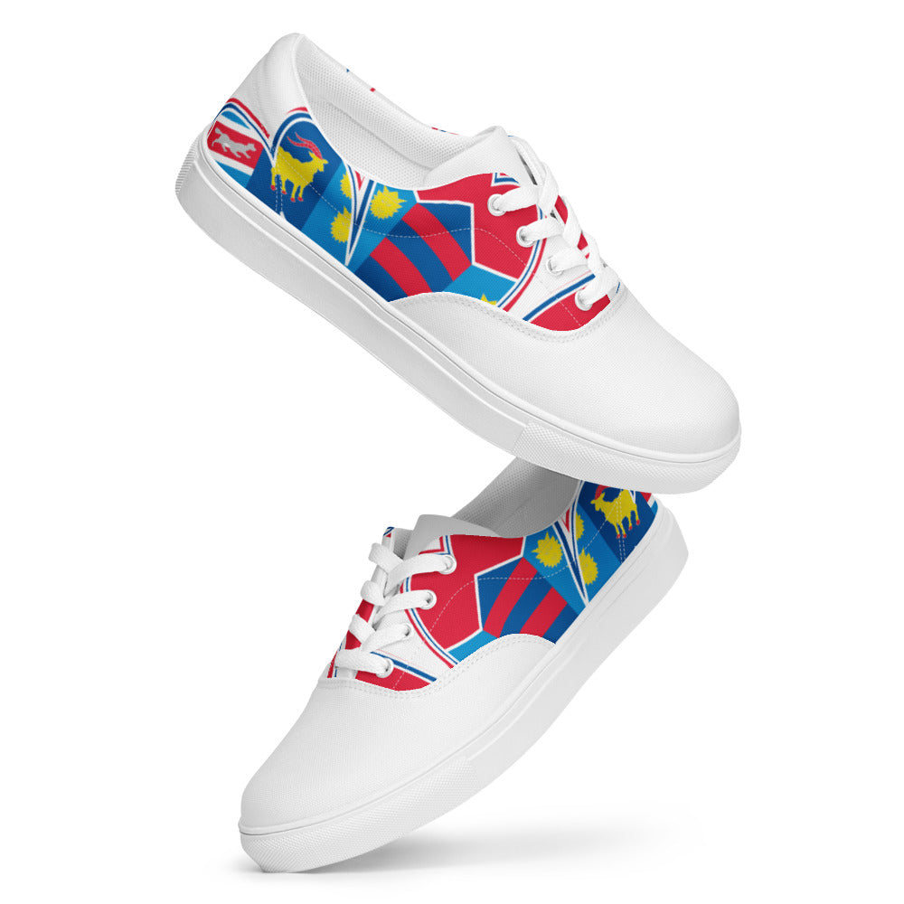Croatia Patriotic Lace-Up Canvas Sneakers For Women – White Color