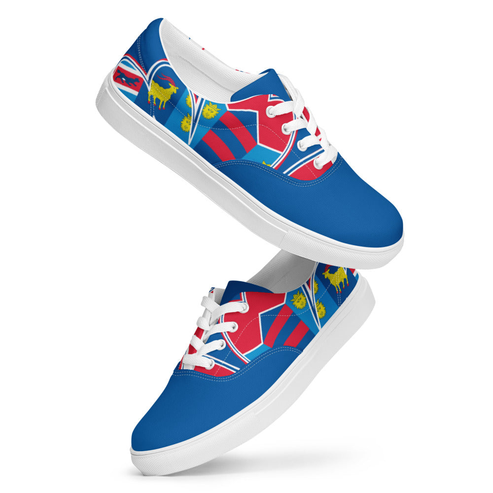 Croatia Pride Women Lace-Up Canvas Sneakers – Blue Color