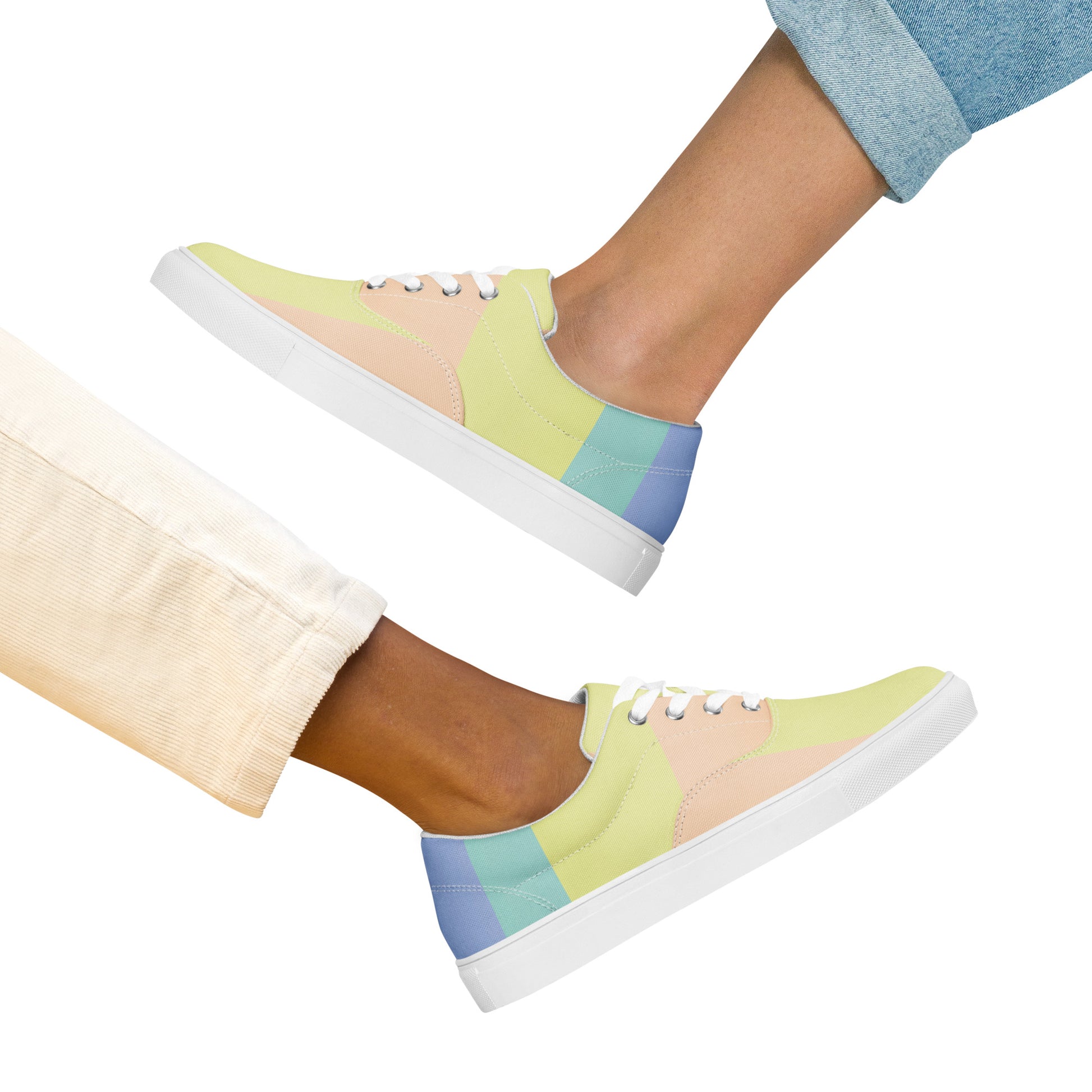 unique women's canvas sneakers soft pastel geometric design