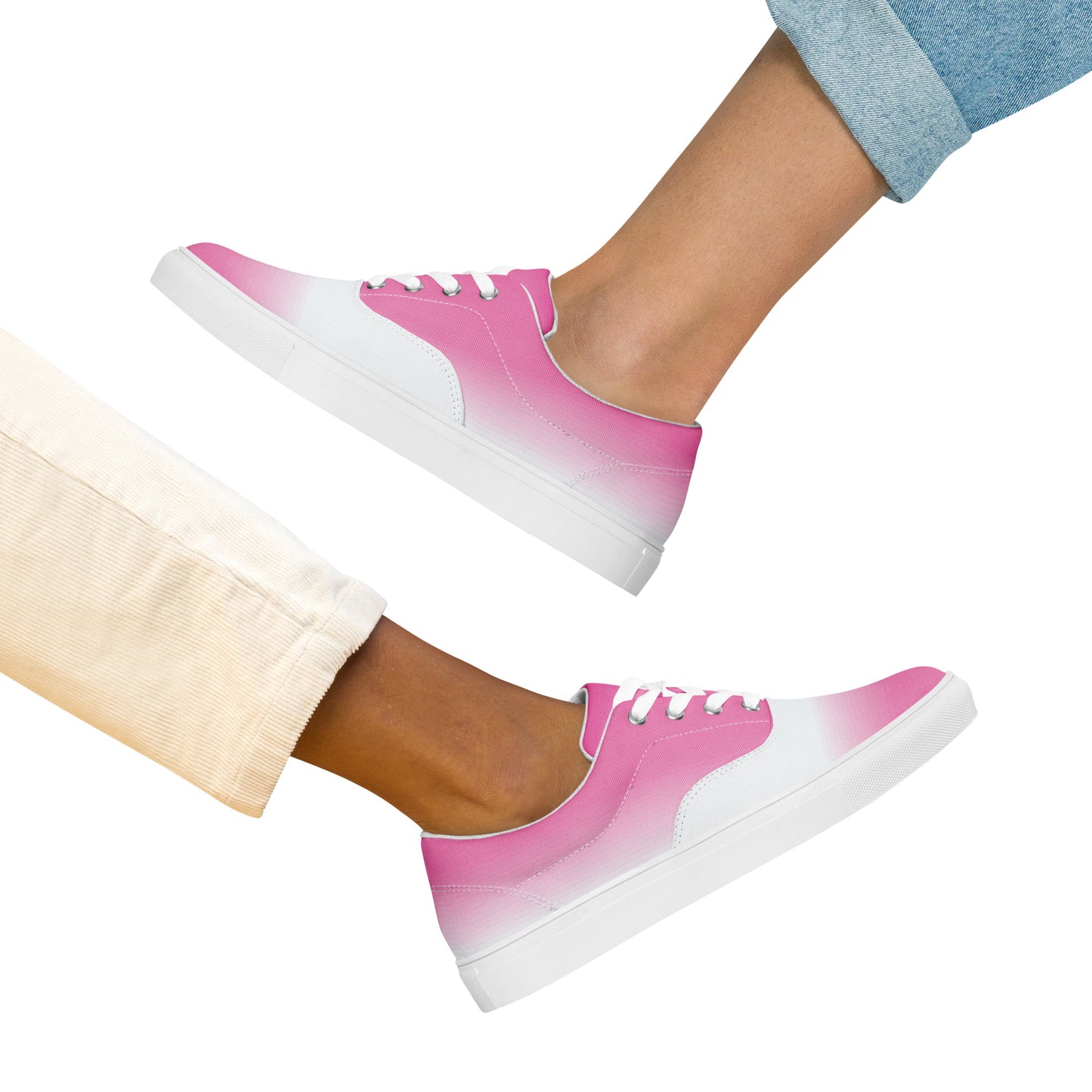 soft pink women's lace-up sneakers minimal gradient style