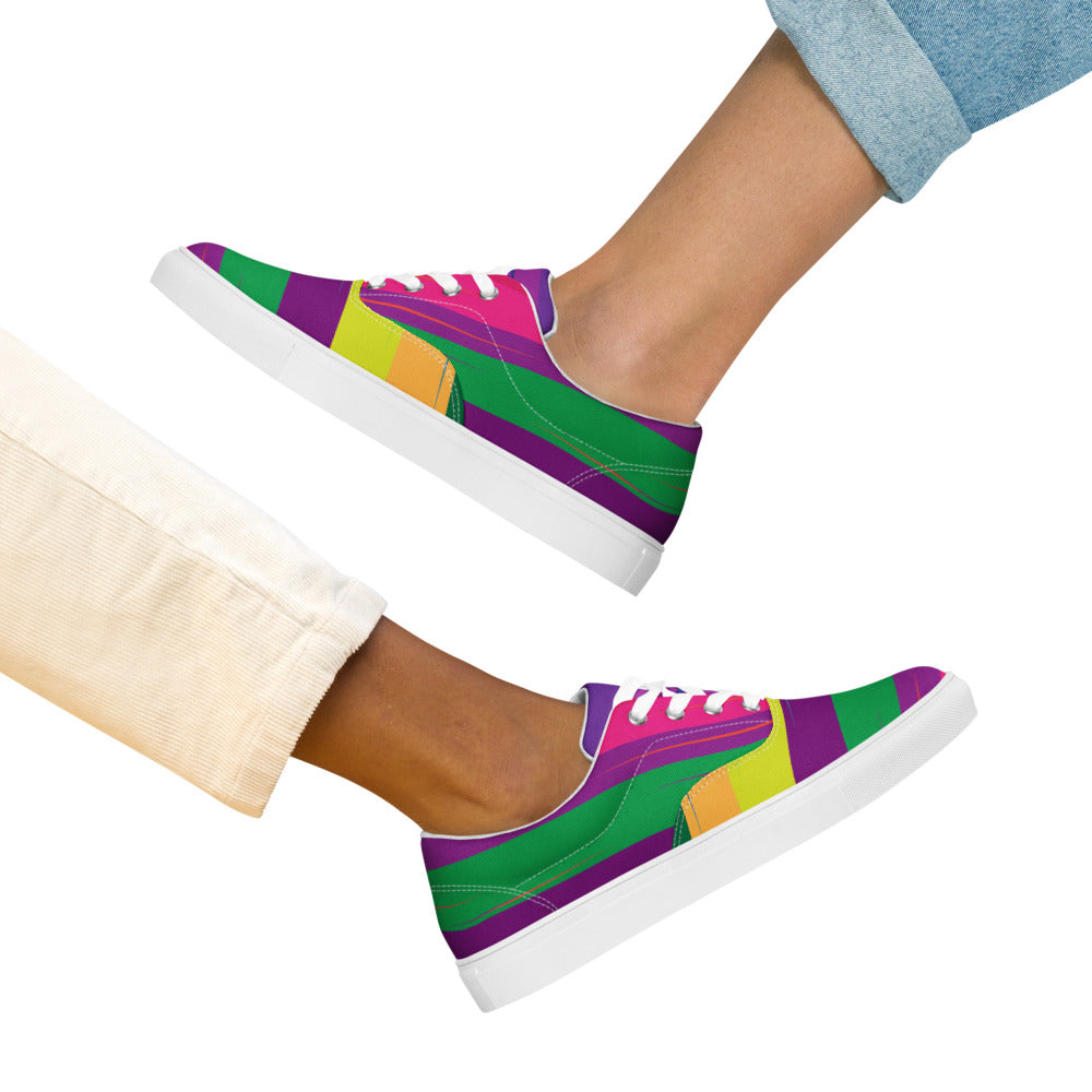 Color Curve Flow Women’s Lace-Up Canvas Shoes