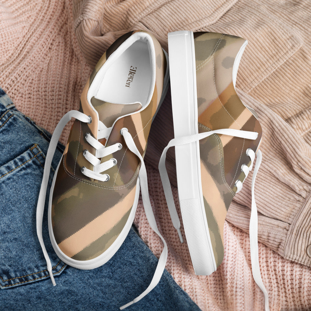 Earth Tone Camo Flow Women’s Lace-Up Canvas Shoes
