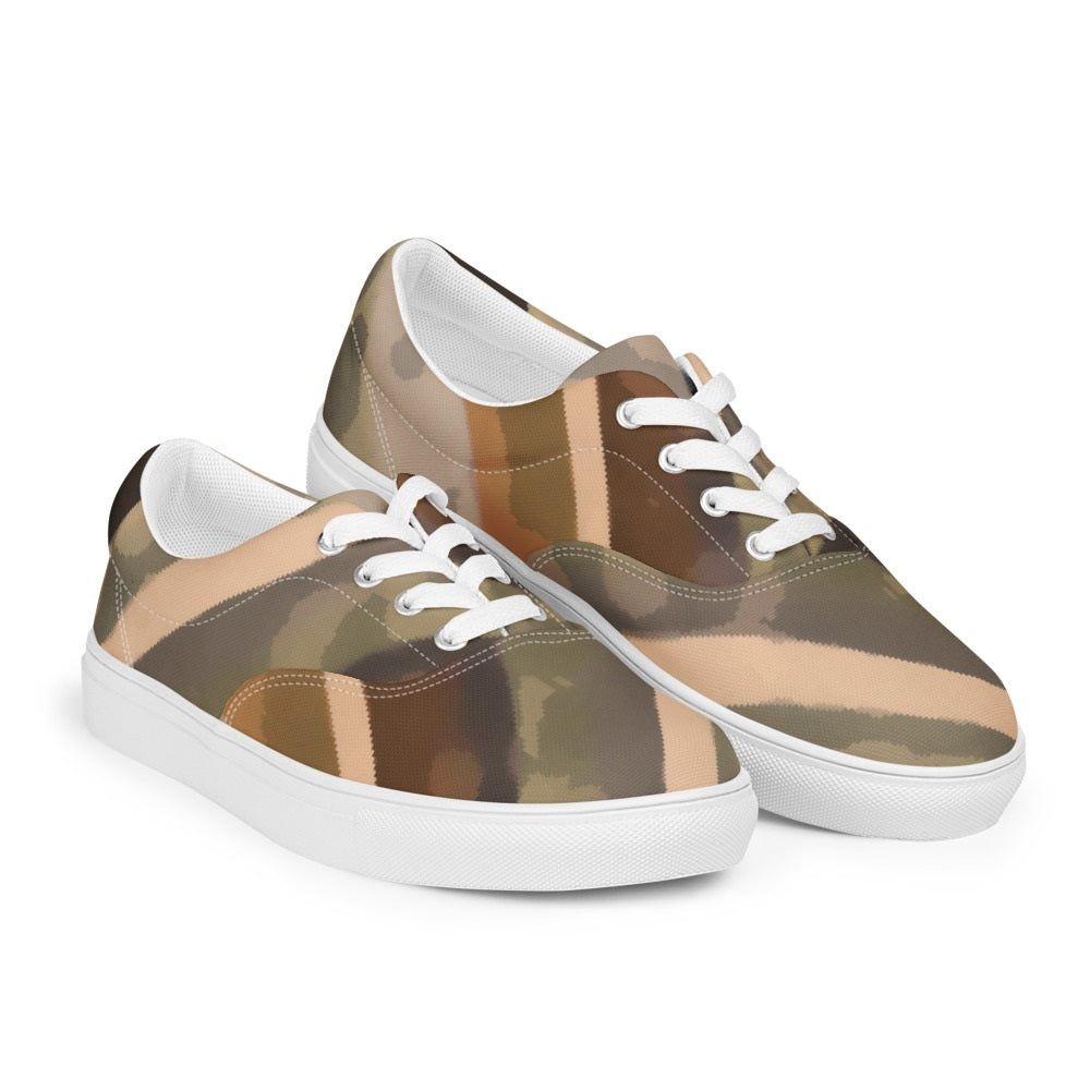 Earth Tone Camo Flow Women’s Lace-Up Canvas Shoes