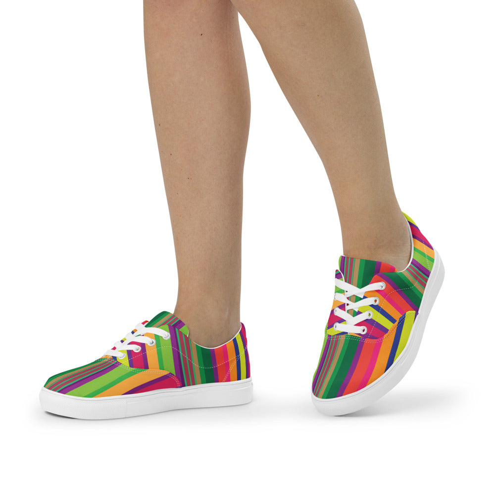 Festival Stripe Women’s Lace-Up Canvas Shoes