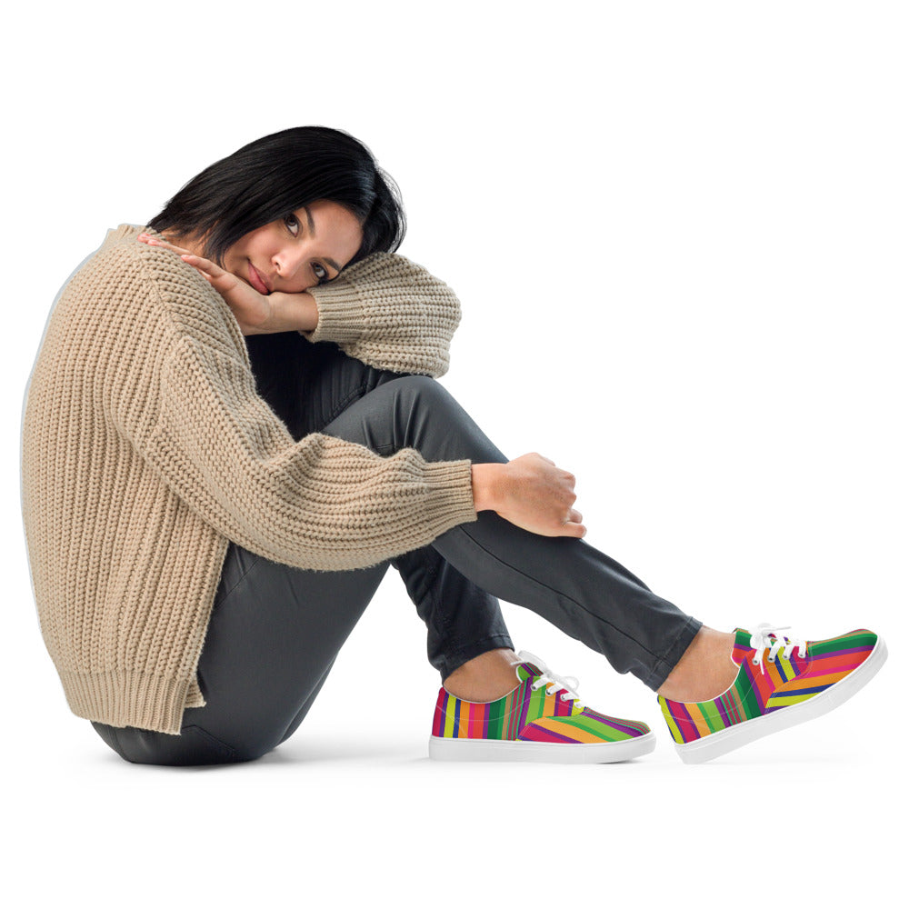 Festival Stripe Women’s Lace-Up Canvas Shoes