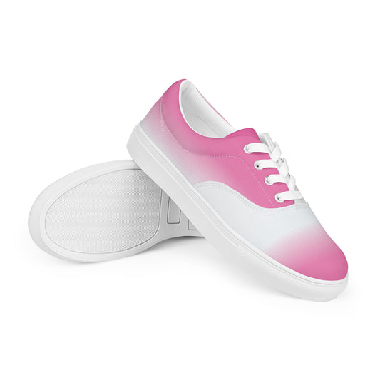 women's lace-up canvas shoes pink white gradient white sole