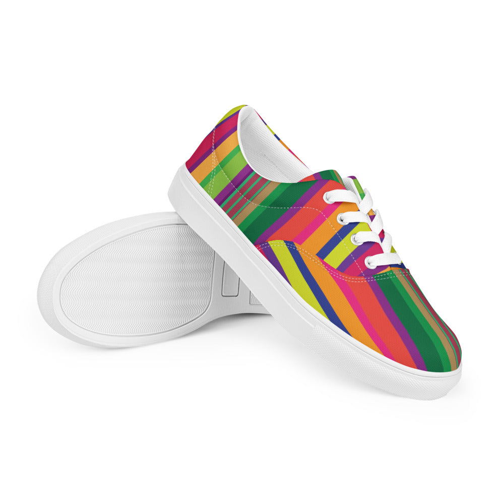 Festival Stripe Women’s Lace-Up Canvas Shoes