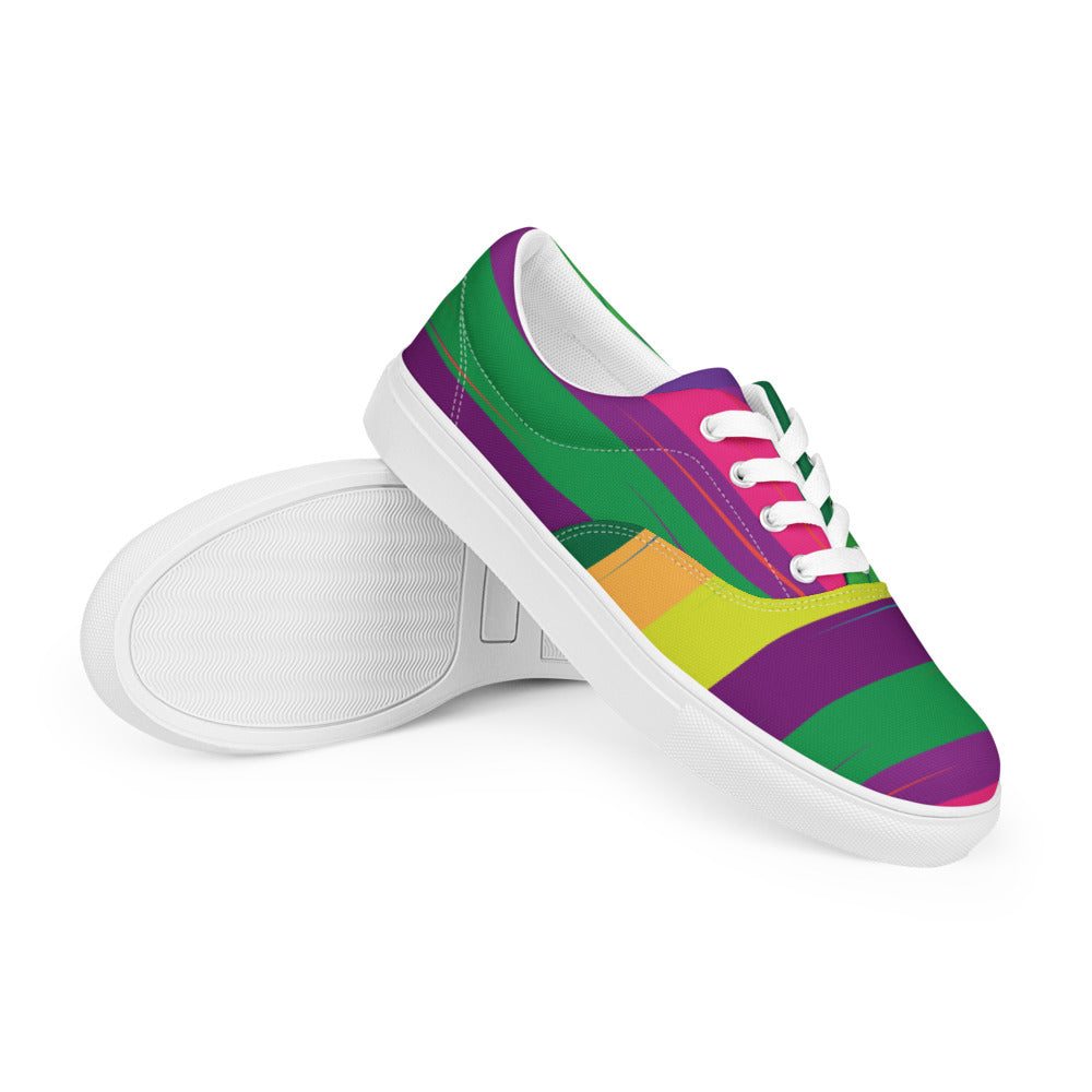 Color Curve Flow Women’s Lace-Up Canvas Shoes