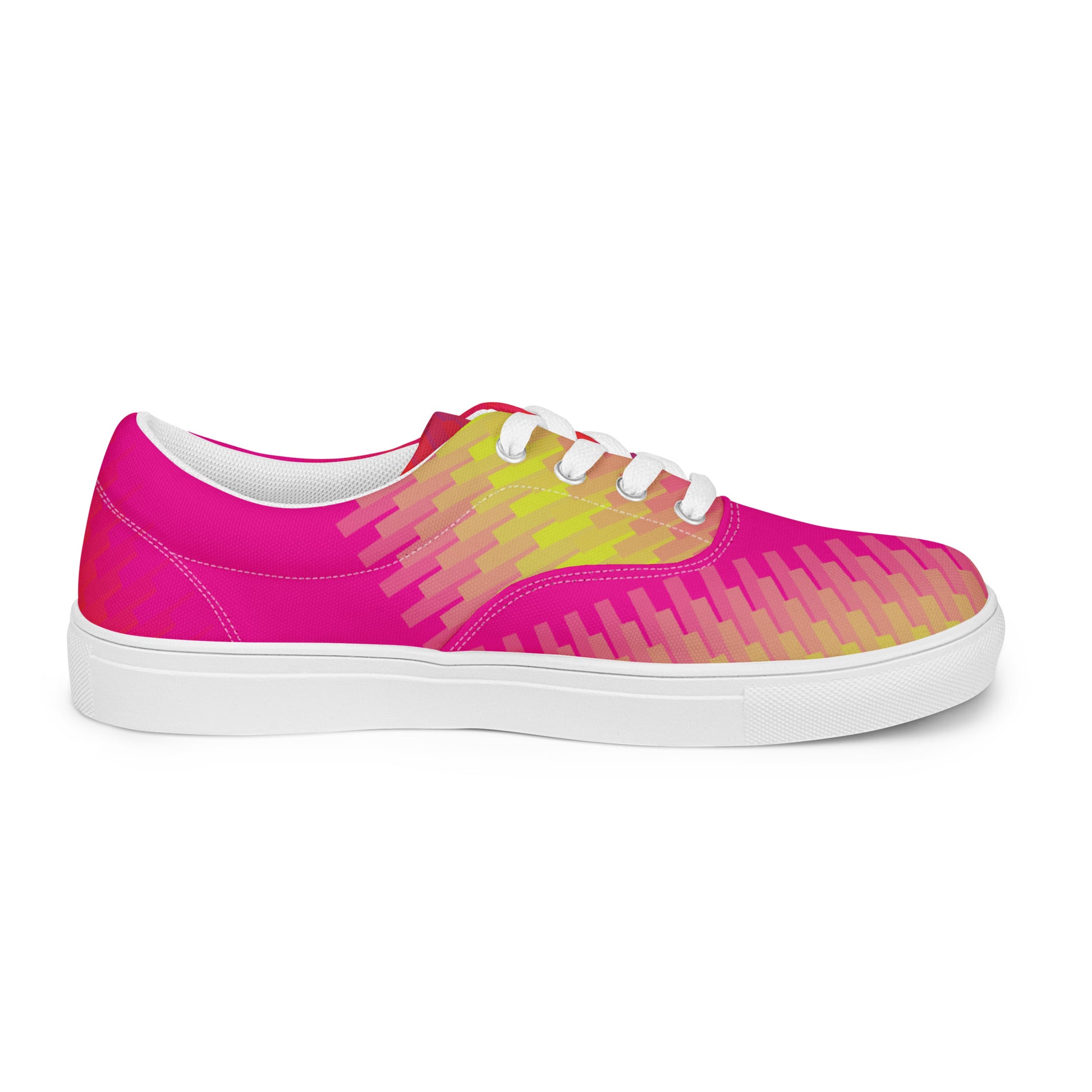 pink yellow fashion sneakers women canvas digital fade design